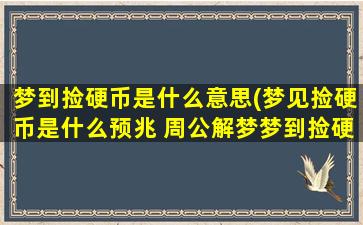 梦到捡硬币是什么意思(梦见捡硬币是什么预兆 周公解梦梦到捡硬币是什么意思)